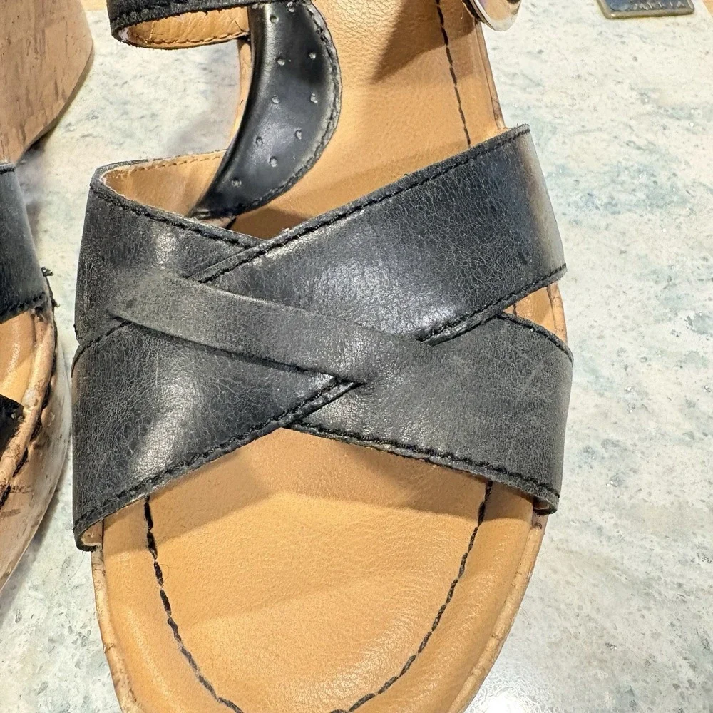 BOC Born Womens Sandal Black Wedge Platform Mule‎ Y2K Shoe 9M